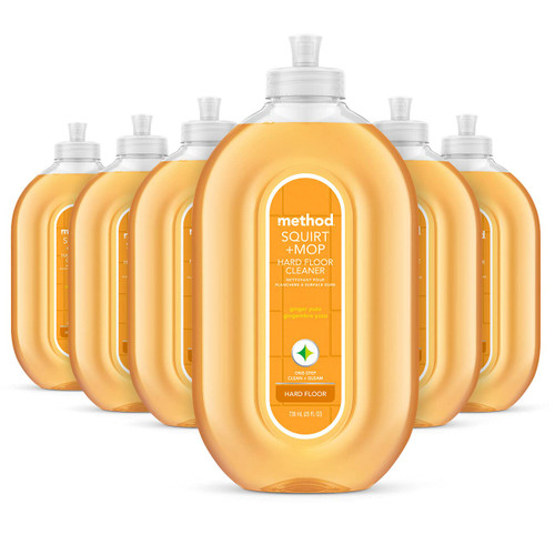method Hardwood Floor Cleaner Squirt + Mop, Ginger Yuzu, 25 fl oz, 6 Pack