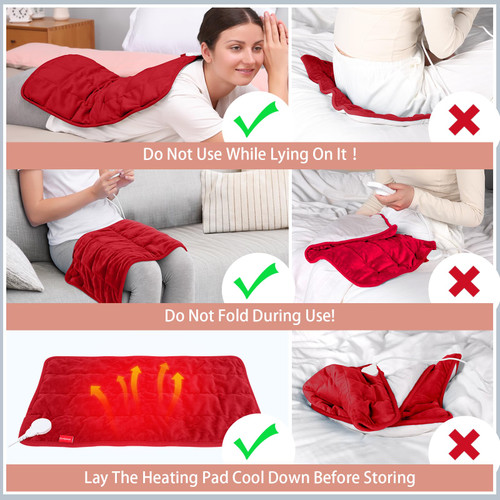 Comfytemp Weighted Heating Pad for Back & Period, 12x24 Extra Large Electric Heat Pad, 2.2 lb Neck Shoulder Heated Pad, 2H Auto-Off, Red