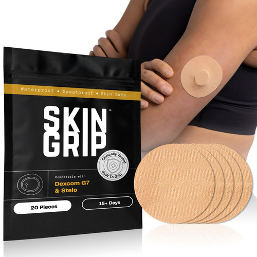 Skin Grip Adhesive Patches Compatible with Dexcom G7 & Stelo CGM Sensors