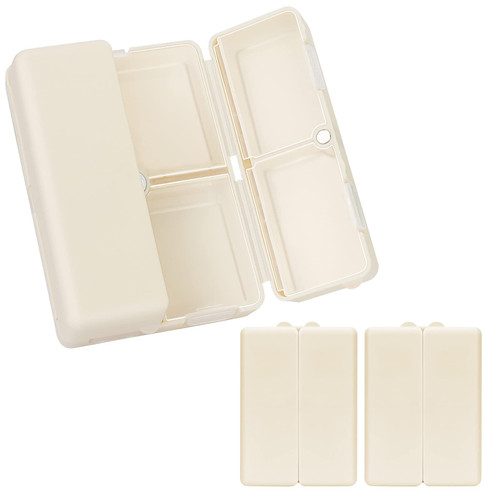FYY Travel Pill Organizer, Large Pill Box Medicine Case-2pcs Beige