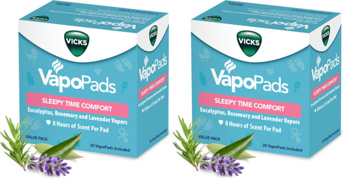 Vicks VapoPads Sleepy Time Comfort - Vapor Pads Refill Humidifiers and Steam Inhalers - Rosemary, Lavender, and Eucalyptus, 40-Pack, Box Color May Vary