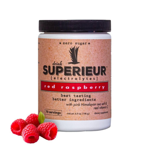 Superieur Sea Mineral Electrolyte Powder, Raspberry, 70 Servings