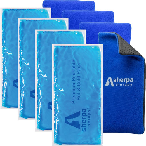 Sherpa Therapy Flexible Hot and Cold Gel Pack, 9.5" x 4.5", 4 Pack