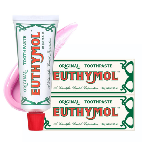 EUTHYMOL Original Pink Toothpaste, Fluoride-Free | 3.7 fl oz*2 (2 Pack)