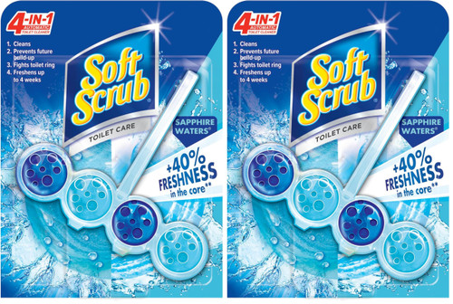 Soft Scrub 4-in-1 Rim Hanger Toilet Bowl Cleaner,Sapphire Waters,(Pack of 12)
