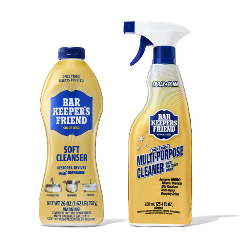 Bar Keepers Friend Soft Cleanser 26 oz + Spray & Foam Multipurpose MORE Spray Cleaner 25.4 oz, Multi Purpose Cleaner Bundle, Removes Grease, Rust Stains, Soap Scum & More in Home & Outdoors