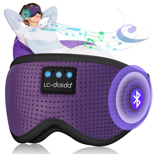 LC-dolida Sleep Mask with Bluetooth Headphones Bluetooth Sleep Mask Sleep Headphones,3D Eye Mask for Sleeping Mask Music Sleeping Headphones for Side Sleepers Meditation Gifts Gadgets for Men Women