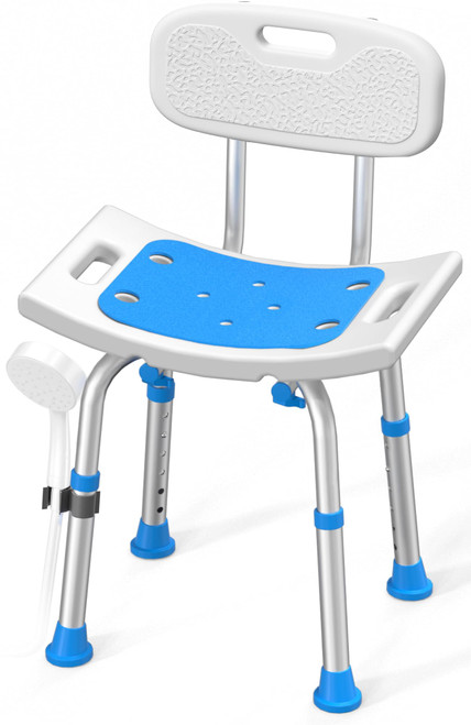 HOMLAND Shower Chair for Inside Shower with Removable Back, Aluminum Frame