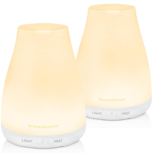 InnoGear 2 Pcs Essential Oil Diffuser Aroma Diffusers for Home, Basic White