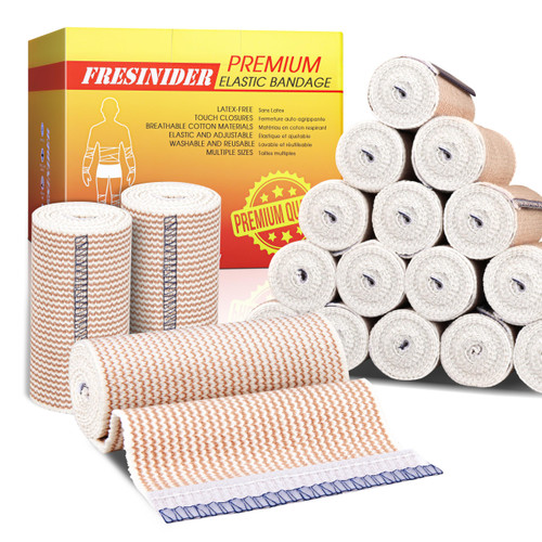FRESINIDER Premium Elastic Bandage Wrap 4 Inch, 18 Pack, Hook and Loop