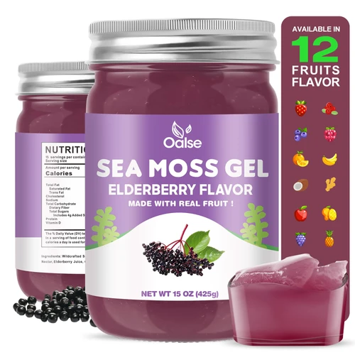 15 OZ Irish Sea Moss Gel, Raw Sea Moss and Elderberry Mixture