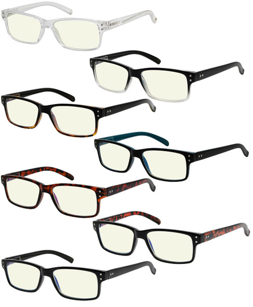 Eyekepper 7-pack Reading Glasses Blue Light Blocking for Men +0.5