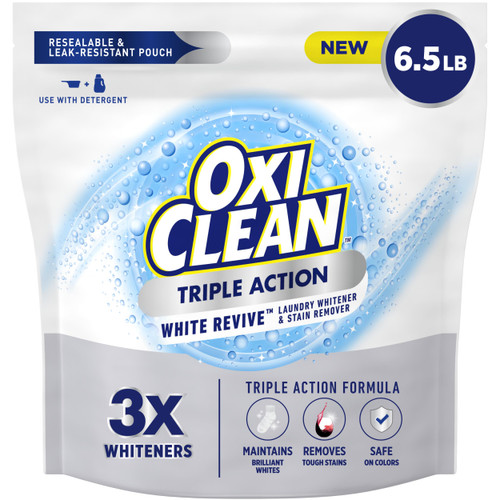 OxiClean Triple Action White Revive Laundry Whitener Powder, 6.5 lbs
