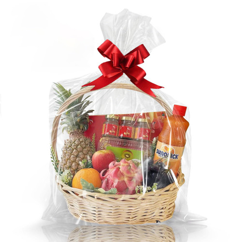 WIKDAY Clear Gift Bags 100 PCS 24x30 Inche Cellophane Wrap for Gift Baskets
