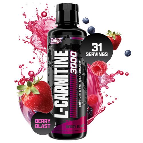 Nutrex Research L Carnitine 3000 - Clinically Dosed L-Carnitine Liquid for Energy, Metabolism & Muscle Recovery - Delicious Berry Blast Flavour - No Sugar, No Carbs, No Stimulants - 31 Servings
