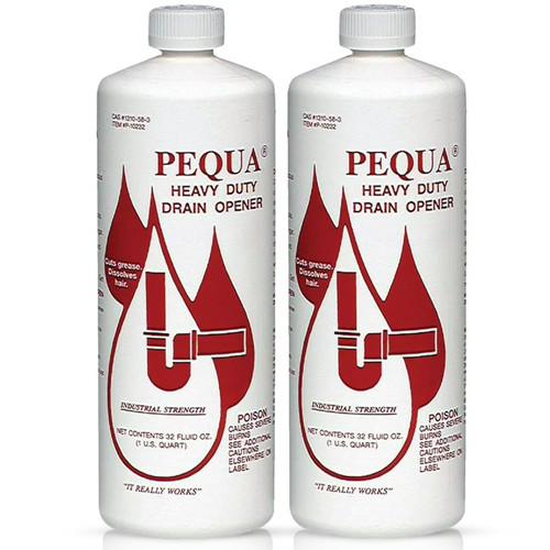 PEQUA INDUSTRIES P-10232 Pequa Heavy Duty Drain Opener, Non-Acid, Fast-Acting Formula, Industrial strength Drain Cleaner for Sinks, Tubs, Septic Tanks - 32 Oz