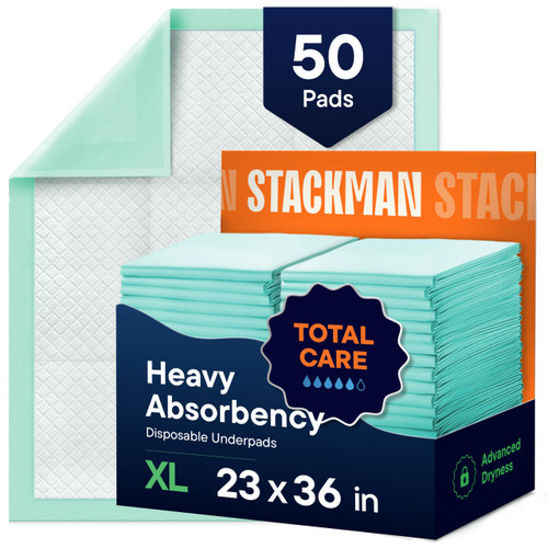 Chucks Pads Disposable [50-Pack] Underpads 23x36 Incontinence Chux Pads Absorbent Fluff Protective Bed Pads, Pee Pads for Babies, Kids, Adults & Elderly | Puppy Pads Large for Training Leak Proof