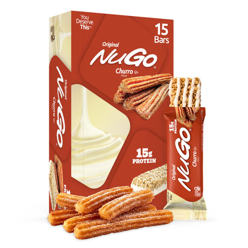 NuGo Original, Churro, 15g Protein Bar, Gluten Free, 15 Ct