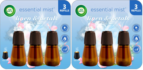 Air Wick Essential Mist Refill,Linen & Petals,Air Freshener,Essential Oils,(Pack of 6)