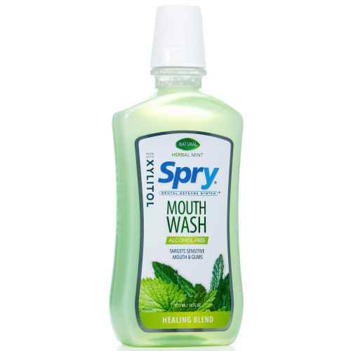 Spry Alcohol-Free Xylitol Mouthwash, Herbal Mint - 16 fl oz (Pack of 2)