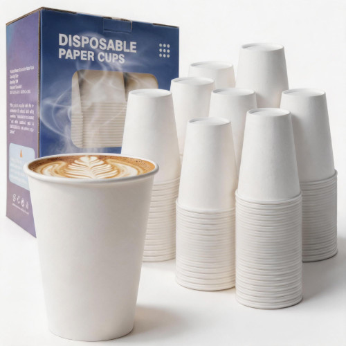 MOUMOULIFE Disposable Paper Coffee Cups 12 oz 300 Count Hot Paper Cups