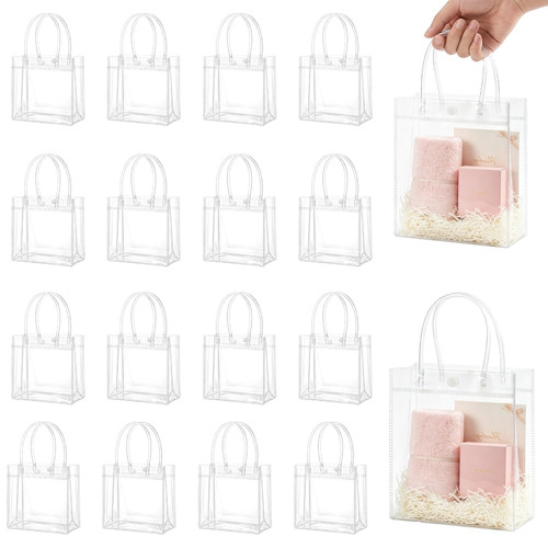 MAQIHAN Clear Gift Bags with Handles - Party Favor Candy Bags Transparent