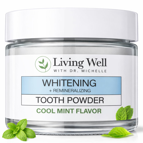 Living Well Dr. Michelle Remineralizing & Whitening Tooth Powder, Cool Mint