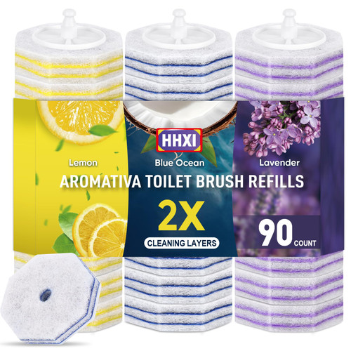 HHXI 90Ct Aromative Toilet Brush Refills, Toilet Bowl Cleaner Refills, 3 Scents