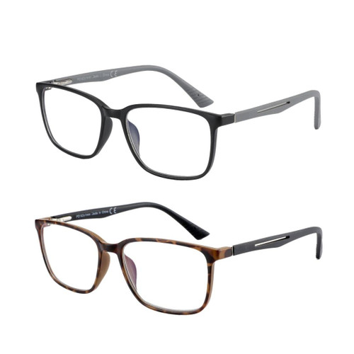 BLUEMOKY Blue Light Reading Glasses for Men 2 PACK, Readers for Men, Square Frame Computer Glasses,Anti Eyestrain(3.50)