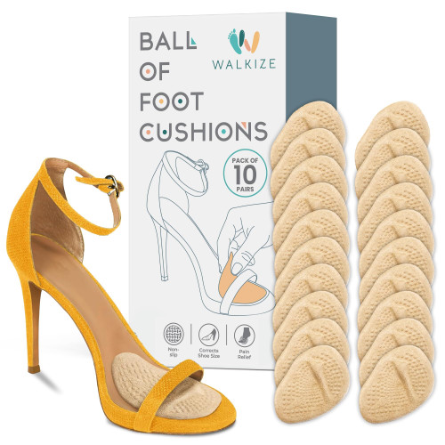 Walkize Metatarsal Pads Women | Heel Inserts for Women | Ball of Foot Cushions (2 Pairs Foot Pads) All Day Pain Relief and Comfort One Size Fits Shoe Inserts (Foot Cushions 10 Pairs)