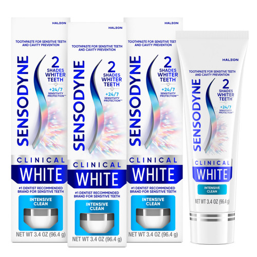 Sensodyne Clinical White Intensive Clean Toothpaste, 3.4 oz (3 Pack)