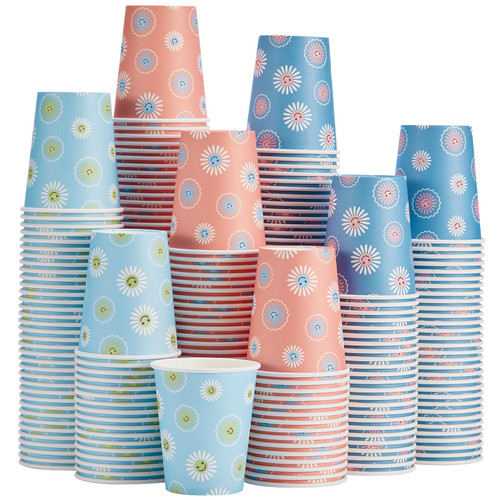 SIUQ 300 Pack Paper Cups 8 oz, Disposable Coffee Cups - Daisy Floral
