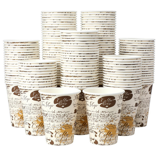 SIUQ 240 Pack 12 oz Disposable Paper Coffee Cups Retro Leak-Proof Sturdy