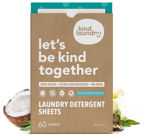 Kind Laundry Detergent Sheets, Ocean Breeze Scent, Non-Toxic, 60 Loads
