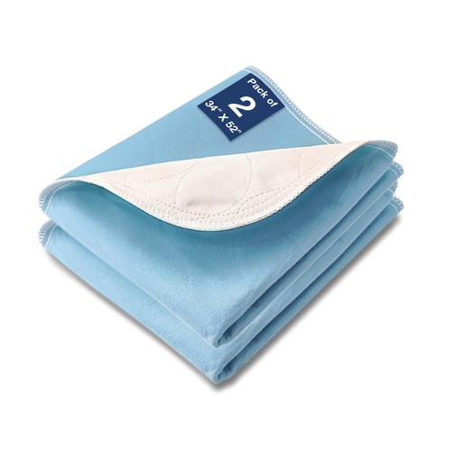 SOLOSHINE Bed Pads Washable Waterproof, 52" x 34" (2 Pack) Incontinence Bed Pads, Waterproof Mattress Protector & Washable Pee Pads, Perfect for Adults, The Elderly and Pets