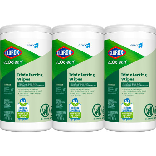 CloroxPro Clorox EcoClean Disinfecting Wipes, 75 Count, Pack of 3