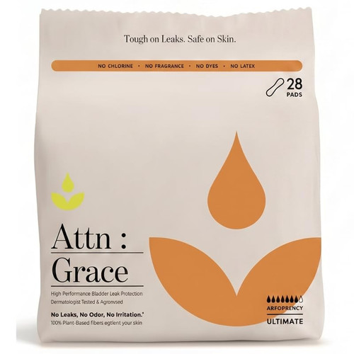 Attn: Grace Ultimate Incontinence Pads for Women - Plant-Based, 28 Count