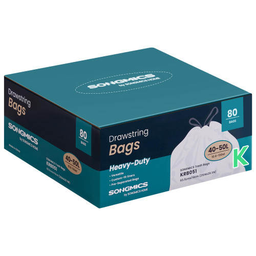 SONGMICS Trash Bags, Drawstring Kitchen Garbage Bags, Pre-Separated