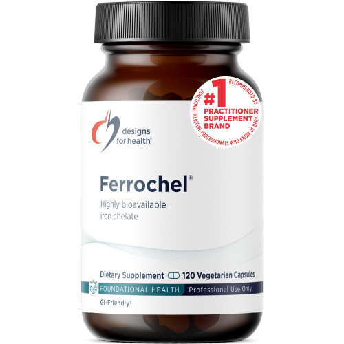 Designs for Health Iron – Vital for Energy Production, Immune & Brain Health, High Absorption Ferrochel Chelated Iron for Women & Men as Ferrous Bisglycinate Chelate – Pregnancy Safe (120 Vegan Caps)