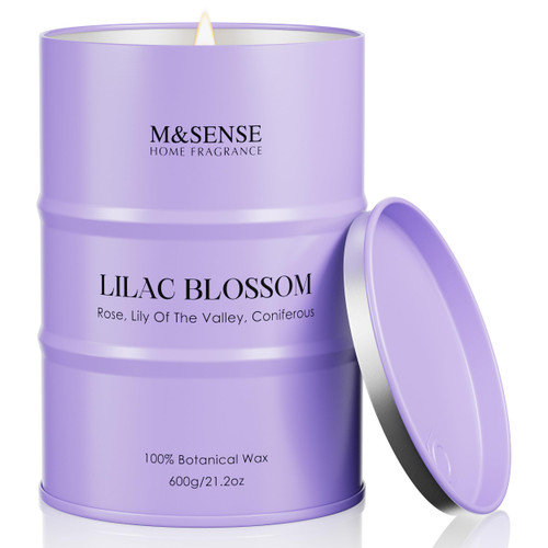 M&SENSE Lilac Blossom Soy Candle, 21.2oz Scented for Home