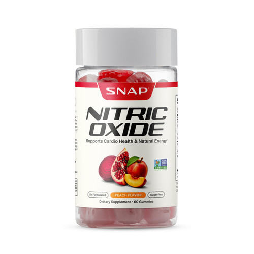 Snap Supplements Nitric Oxide Beet Root Gummies Supplement with Organic Beets - Energy & Circulation Support, 60 Sugar-Free Gummies (30 Servings, 1 Month Supply), Peach