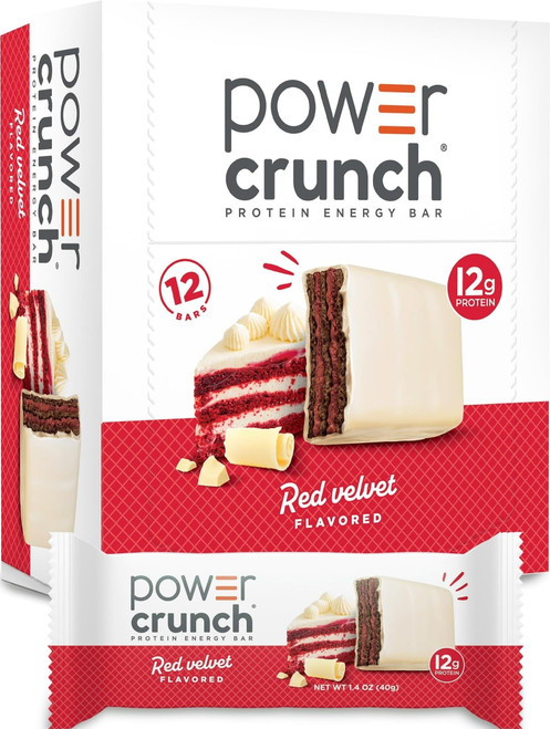 Power Crunch Protein Energy Wafer Bars, Red Velvet, 1.4 Ounce (12 Count)