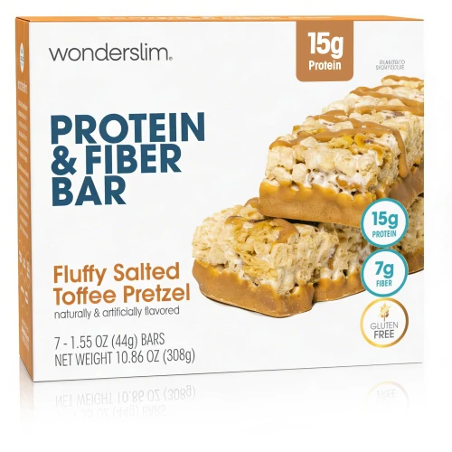 Wonderslim High Fiber, High Protein Bars – 7 Pack (Salted Toffee Pretzel)