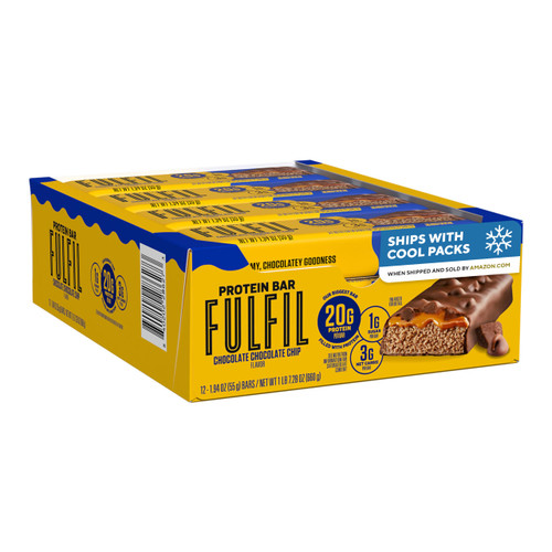 FULFIL Chocolate Chocolate Chip Flavored Protein Bars, 1.94 oz (12 Count)