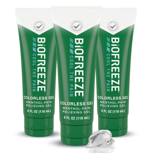 Biofreeze Pain Relief Gel, Colorless Menthol Gel, 4 FL OZ Tube (3 Pack)