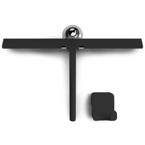 GÜTEWERK Silicone Shower Squeegee with 3-in-1 No-Drill Mount, Black, 15''