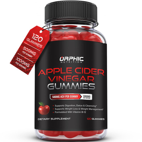 ORPHIC NUTRITION Apple Cider Vinegar Gummies 1000mg - Unfiltered ACV with Vitamin B12, Beetroot & Pomegranate (120 pcs)