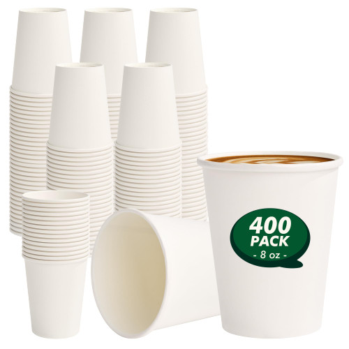 CELLURA 8 oz Coffee Cups 400 Pack, Disposable Hot Paper Cups