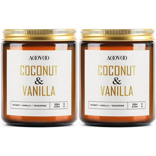 AOOVOO Coconut Vanilla Candles - 18 oz Scented Candles, Aromatherapy Candle, Soy Candle for Home Scented
