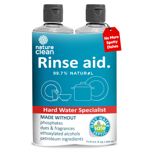 Nature Clean Dishwasher Rinse Aid Cleaner Non-Toxic Unscented 8oz (2 Pack)